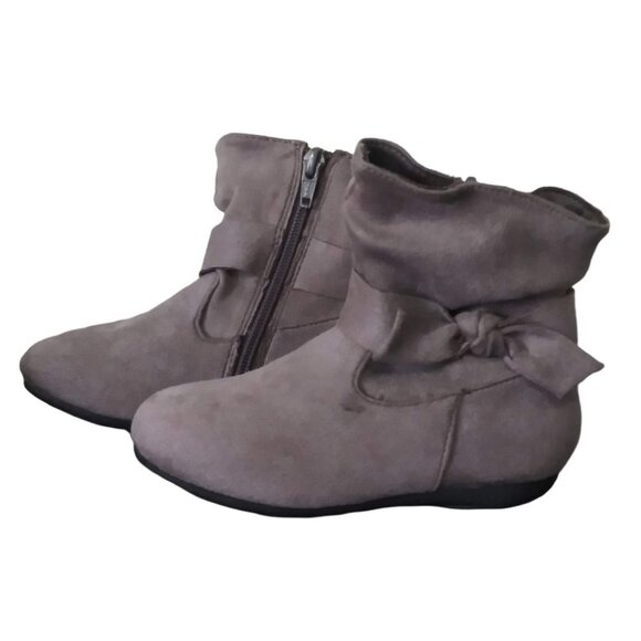 Wonder Nation Girls Gray Size 10 Side Zip Slouch Boots With Bow Detail In Gray - Picture 7 of 11